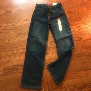 BOYS ARIZONA JEANS ADJUSTABLE WAIST RELAXED DARK BLUE JEANS Size 12 Slim NWT